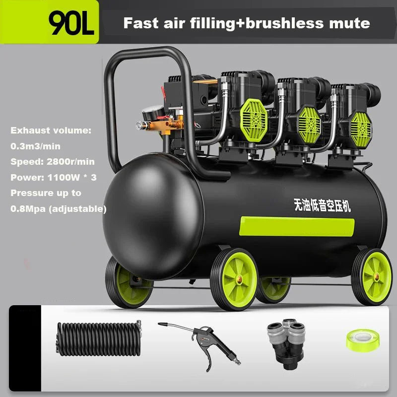 220V Silent Oil-freeCompressor 12/30/50L Portable
