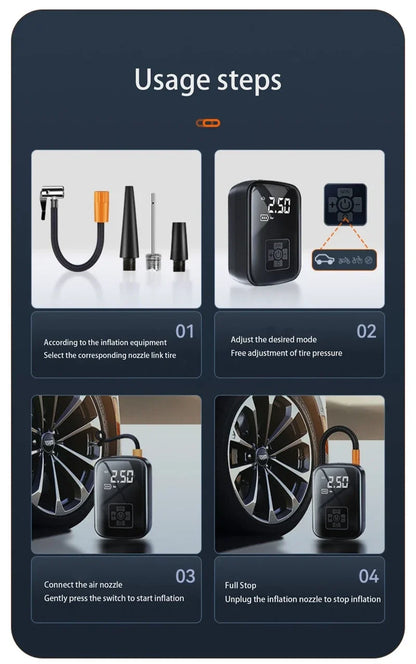 Car Tire Inflator Mini Air Compressor 12V