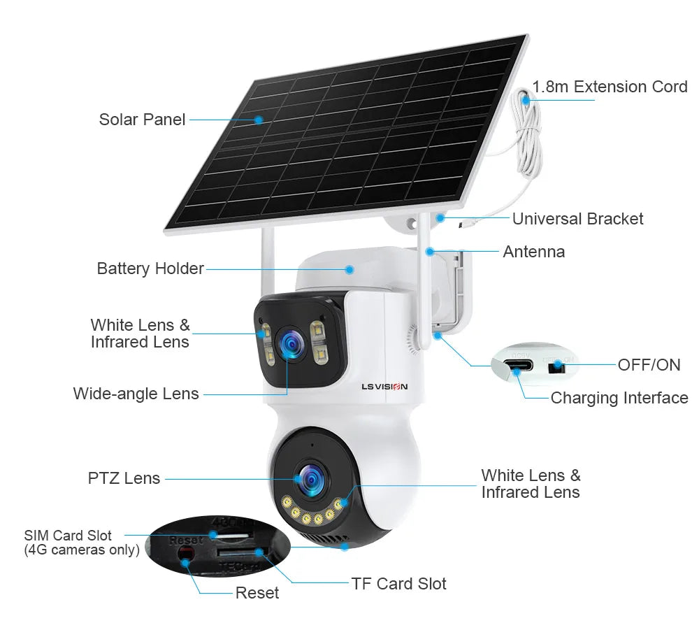 Outdoor Camera Wifi PIR Detection Security Solar