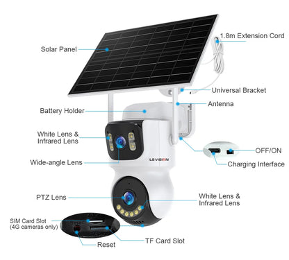 Outdoor Camera Wifi PIR Detection Security Solar