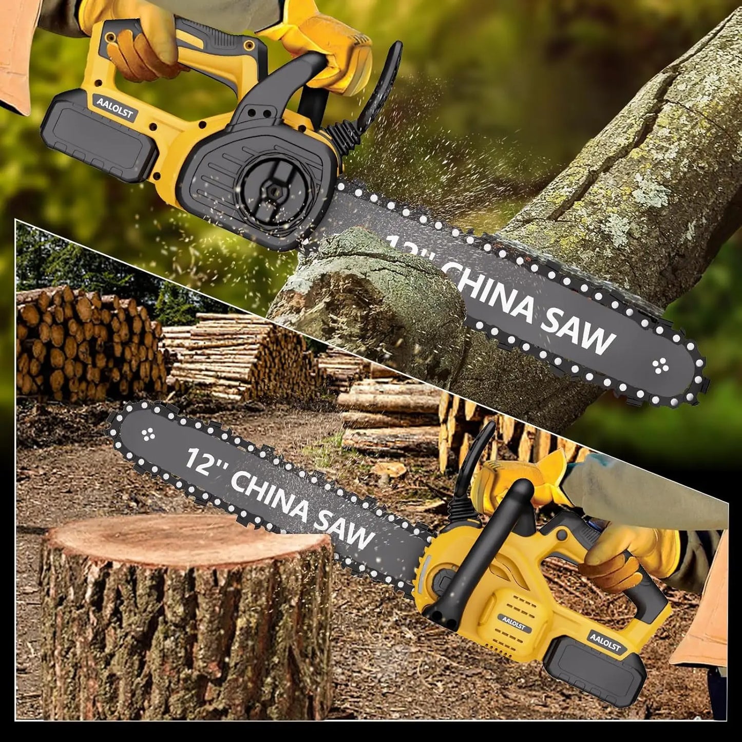 12" Cordless Chainsaw Handheld Garden Electric
